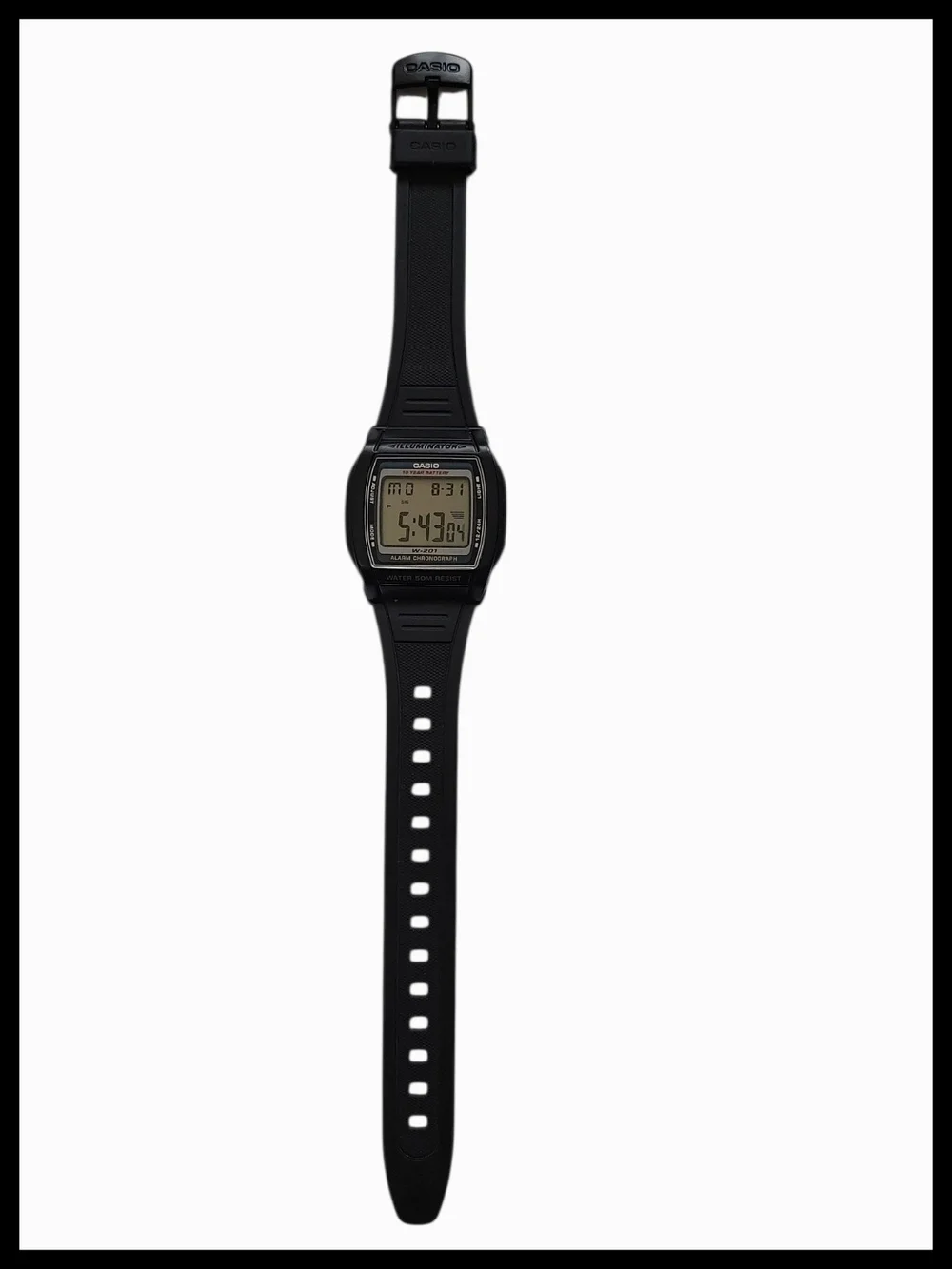 Casio W-201 Black Digital Alarm Chronograph Watch, Working